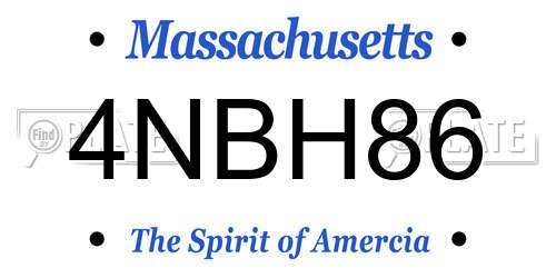4NBH86 Massachusetts License Plate