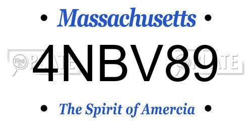 4NBV89 Massachusetts License Plate