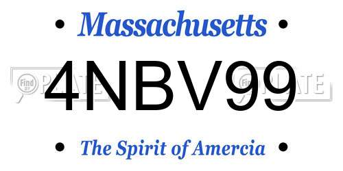 4NBV99 Massachusetts License Plate