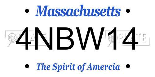 4NBW14 Massachusetts License Plate