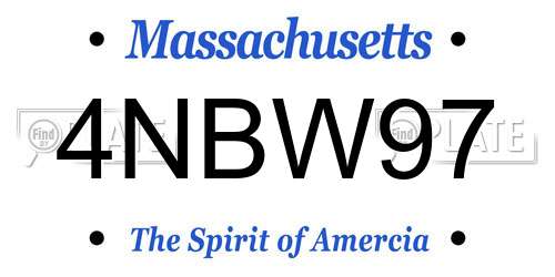 4NBW97 Massachusetts License Plate