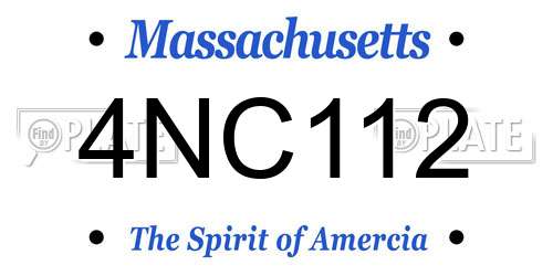 4NC112 Massachusetts License Plate