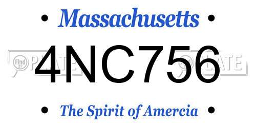 4NC756 Massachusetts License Plate
