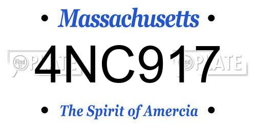 4NC917 Massachusetts License Plate
