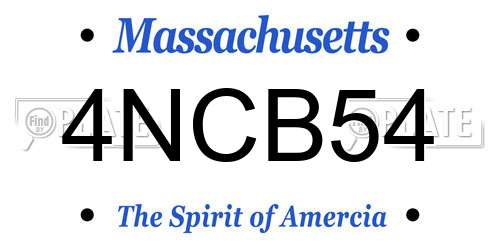 4NCB54 Massachusetts License Plate
