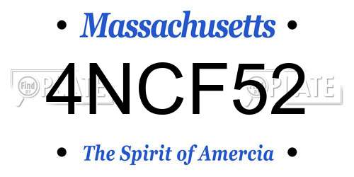 4NCF52 Massachusetts License Plate