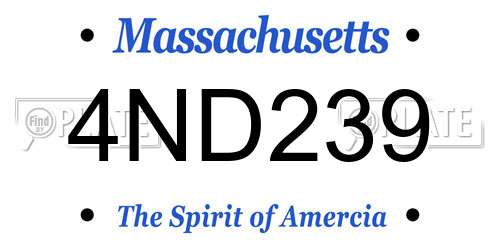 4ND239 Massachusetts License Plate