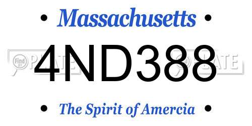 4ND388 Massachusetts License Plate