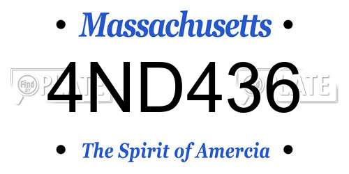 4ND436 Massachusetts License Plate