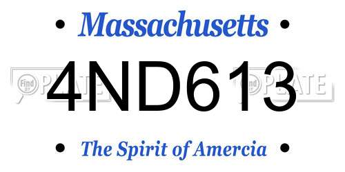 4ND613 Massachusetts License Plate