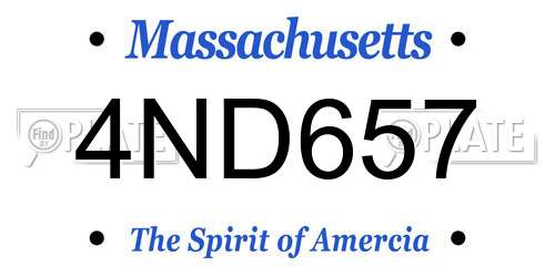 4ND657 Massachusetts License Plate