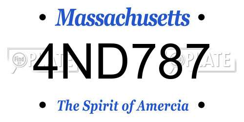 4ND787 Massachusetts License Plate