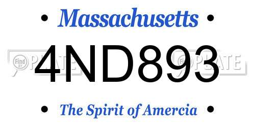 4ND893 Massachusetts License Plate