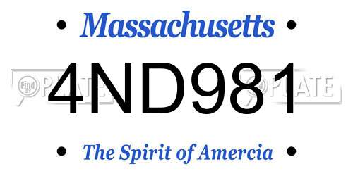 4ND981 Massachusetts License Plate