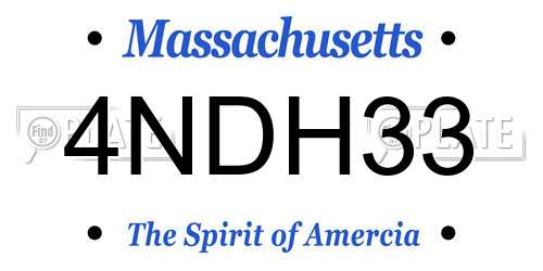 4NDH33 Massachusetts License Plate