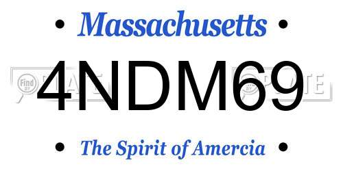 4NDM69 Massachusetts License Plate