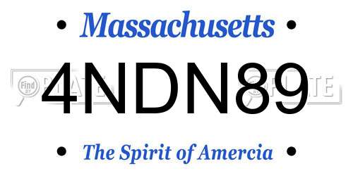 4NDN89 Massachusetts License Plate