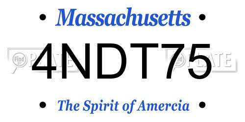 4NDT75 Massachusetts License Plate