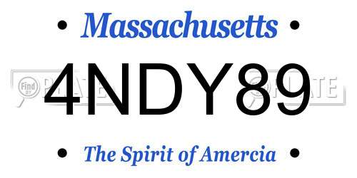 4NDY89 Massachusetts License Plate