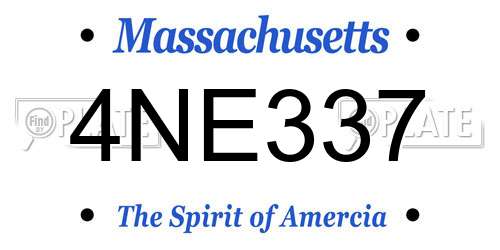 4NE337 Massachusetts License Plate