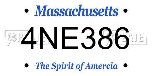 4NE386 Massachusetts License Plate