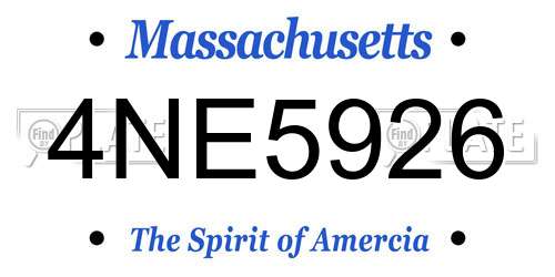4NE5926 Massachusetts License Plate