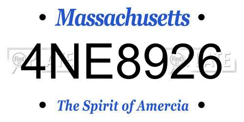 4NE8926 Massachusetts License Plate