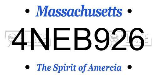 4NEB926 Massachusetts License Plate