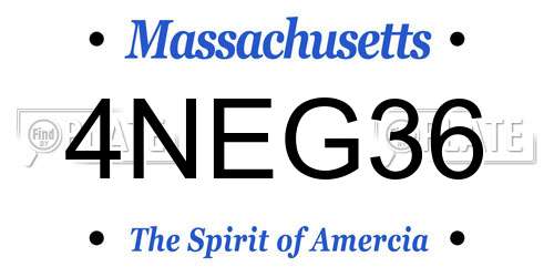 4NEG36 Massachusetts License Plate