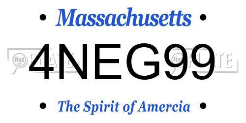 4NEG99 Massachusetts License Plate