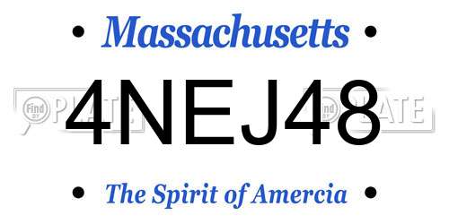 4NEJ48 Massachusetts License Plate