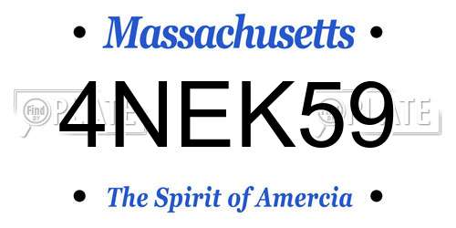 4NEK59 Massachusetts License Plate