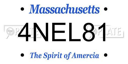 4NEL81 Massachusetts License Plate