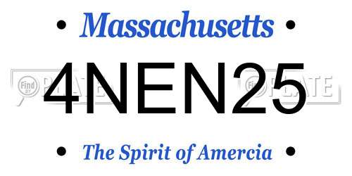 4NEN25 Massachusetts License Plate