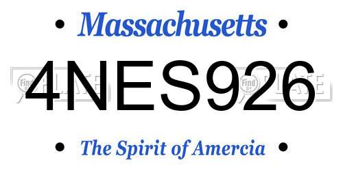 4NES926 Massachusetts License Plate