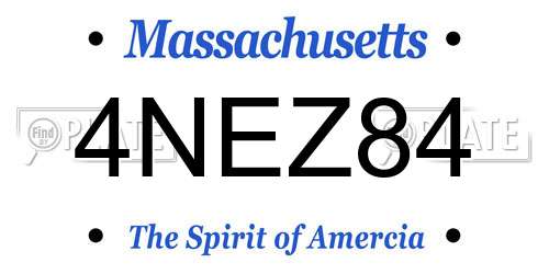 4NEZ84 Massachusetts License Plate