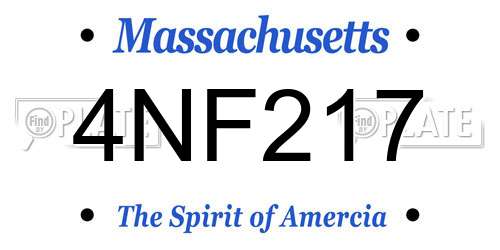 4NF217 Massachusetts License Plate
