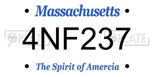 4NF237 Massachusetts License Plate