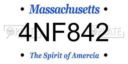 4NF842 Massachusetts License Plate