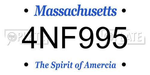 4NF995 Massachusetts License Plate