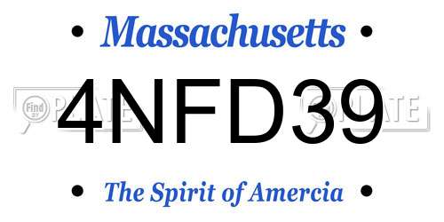 4NFD39 Massachusetts License Plate