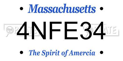 4NFE34 Massachusetts License Plate