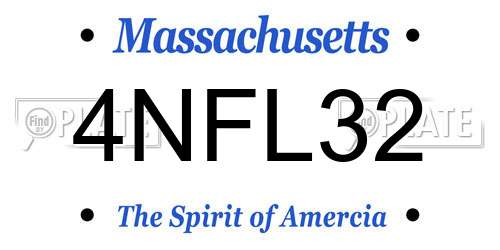 4NFL32 Massachusetts License Plate