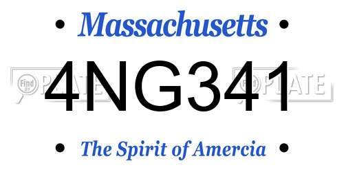 4NG341 Massachusetts License Plate