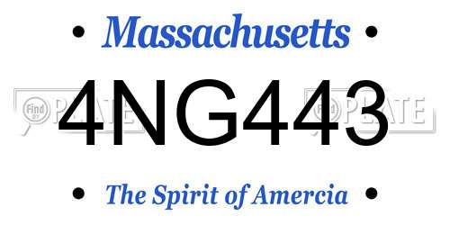 4NG443 Massachusetts License Plate