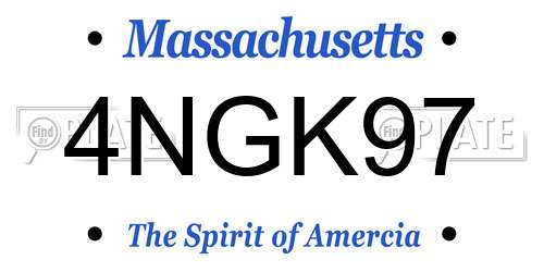 4NGK97 Massachusetts License Plate