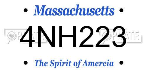 4NH223 Massachusetts License Plate