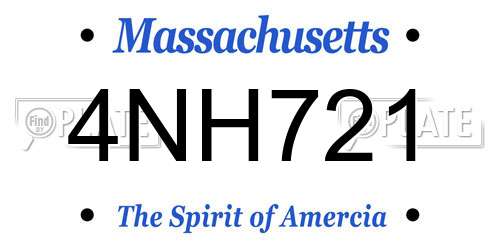 4NH721 Massachusetts License Plate