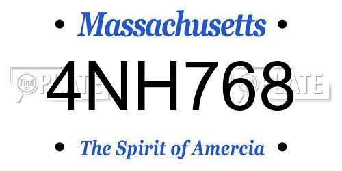 4NH768 Massachusetts License Plate