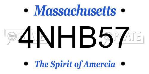 4NHB57 Massachusetts License Plate